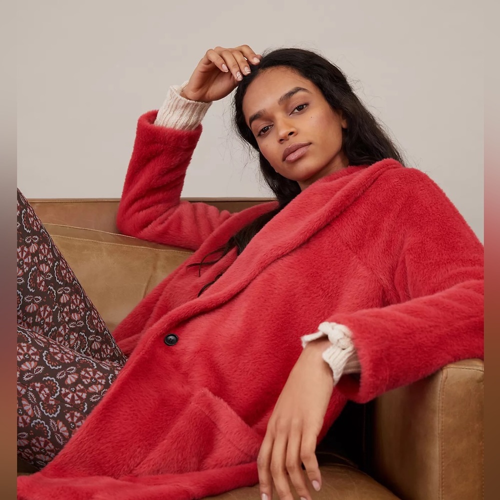 Sanctuary x Anthropologie Elena Plush Shawl Jacket Size Small
